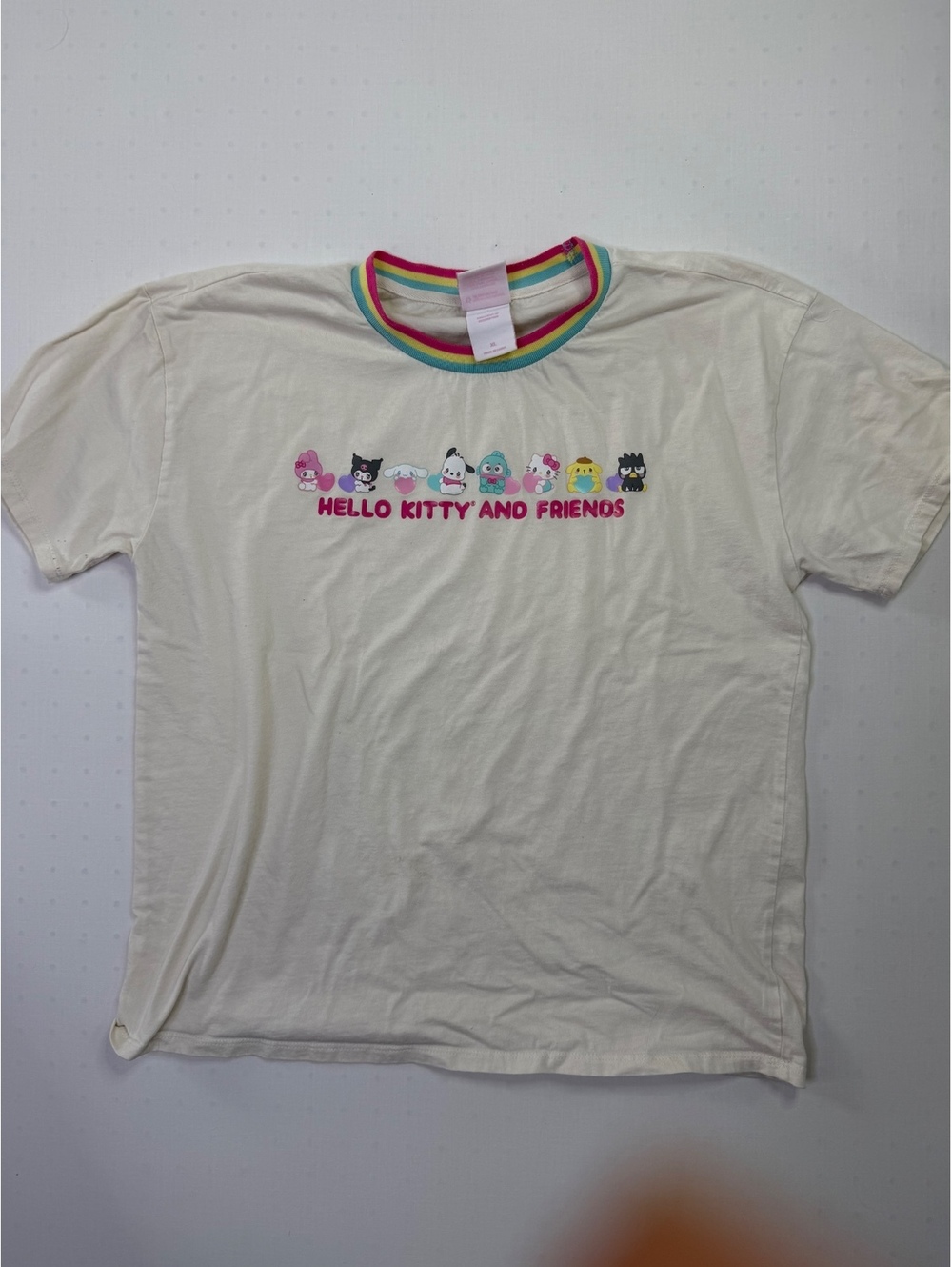 BoxLunch Exclusive Sanrio Y2K "Emo Kyun" Multi-Character Ringer Tee Womens Large